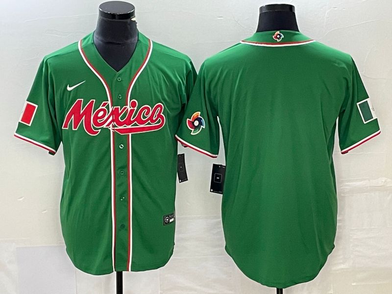 Men 2023 World Cub Mexico Blank Green Nike MLB Jersey2